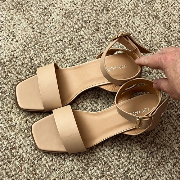 TOP Moda Women's Beige Ankle Strap Sandals - Picture 1 of 5